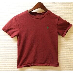 Polo Ralph Lauren Boys Size 8 S Maroon Burgundy T-Shirt Green Pony Short Sleeve